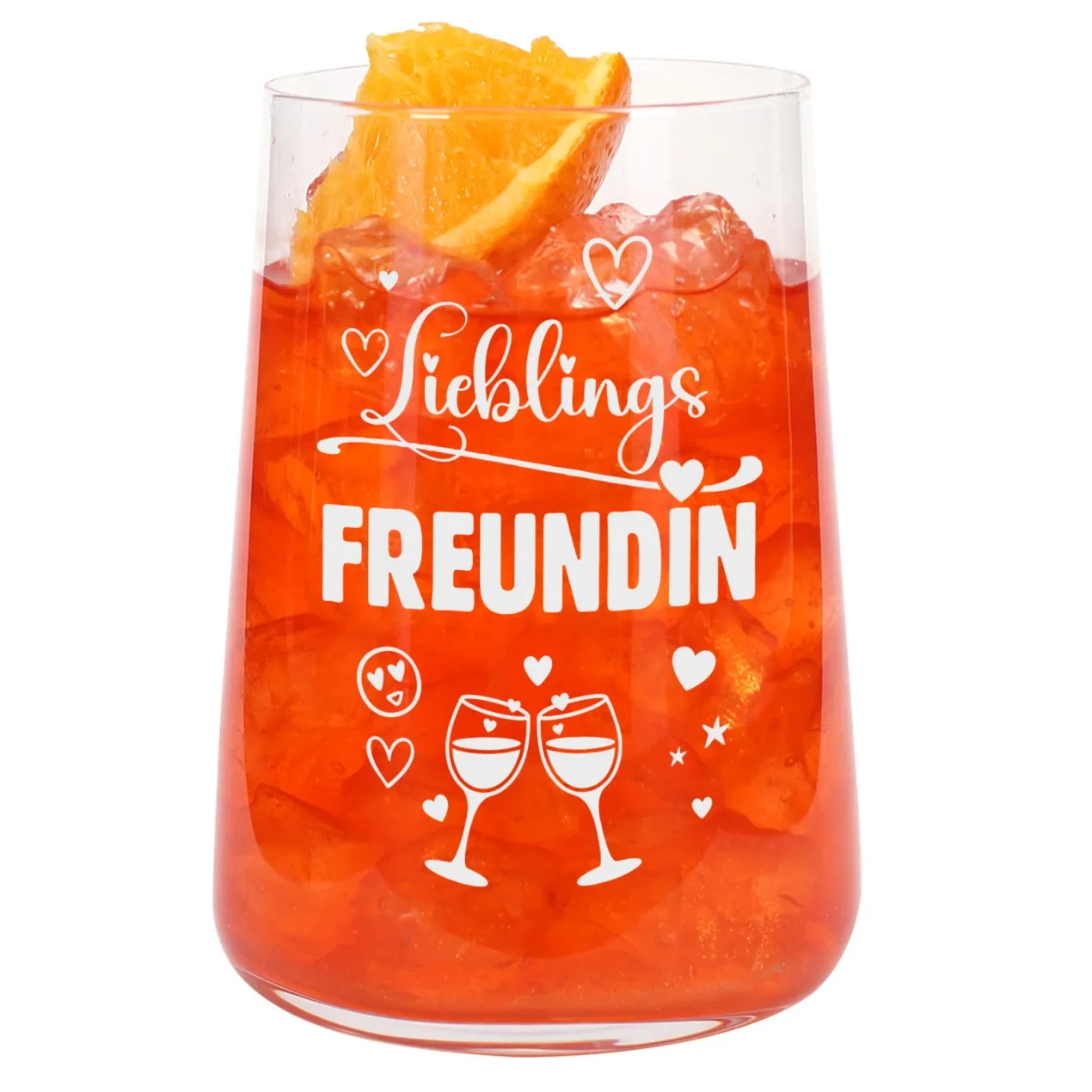 Trinkglas Lieblingsfreundin mit Herzmotiv | Glas 430ml als Geschenk für beste Freundin | Cocktailglas