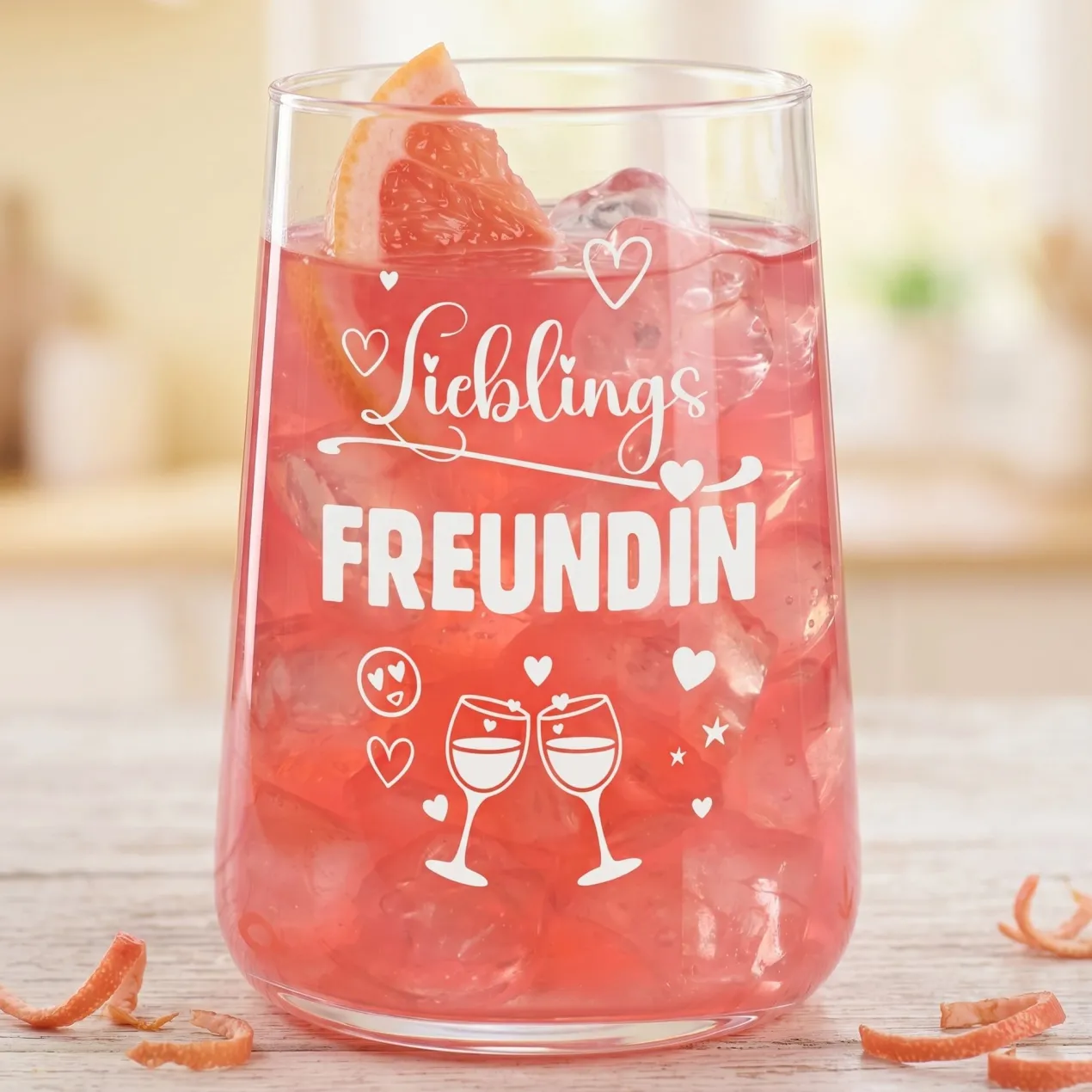 Trinkglas Lieblingsfreundin mit Herzmotiv | Glas 430ml als Geschenk für beste Freundin | Cocktailglas