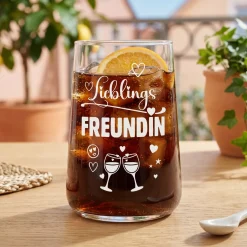 Trinkglas Lieblingsfreundin mit Herzmotiv | Glas 430ml als Geschenk für beste Freundin | Cocktailglas