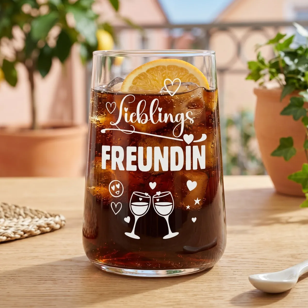 Trinkglas Lieblingsfreundin mit Herzmotiv | Glas 430ml als Geschenk für beste Freundin | Cocktailglas