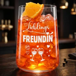 Trinkglas Lieblingsfreundin mit Herzmotiv | Glas 430ml als Geschenk für beste Freundin | Cocktailglas