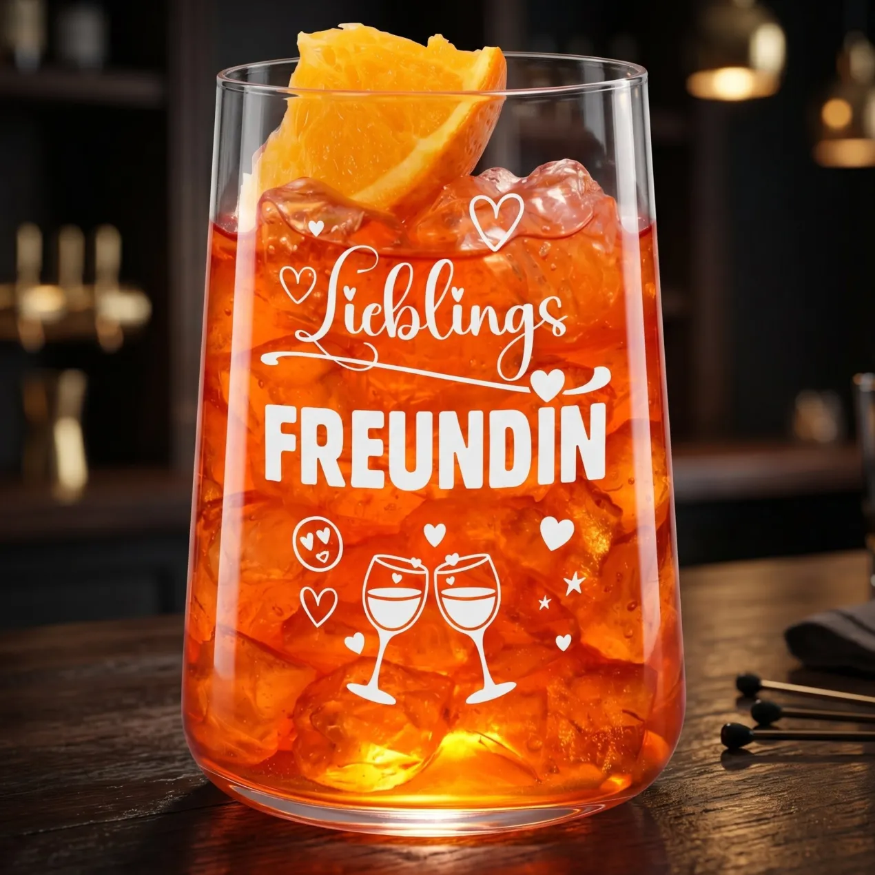Trinkglas Lieblingsfreundin mit Herzmotiv | Glas 430ml als Geschenk für beste Freundin | Cocktailglas