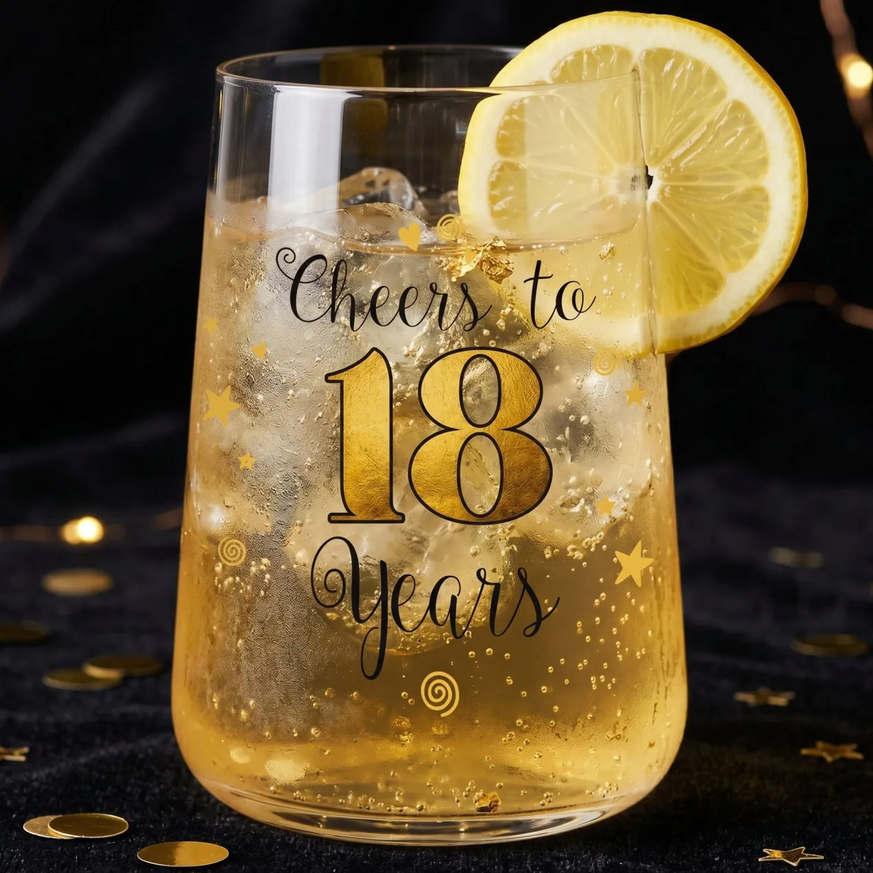 Trinkglas mit Aufdruck 'Cheers' zum 18. Geburtstag | 430 ml Glas als Geburtstagsgeschenk