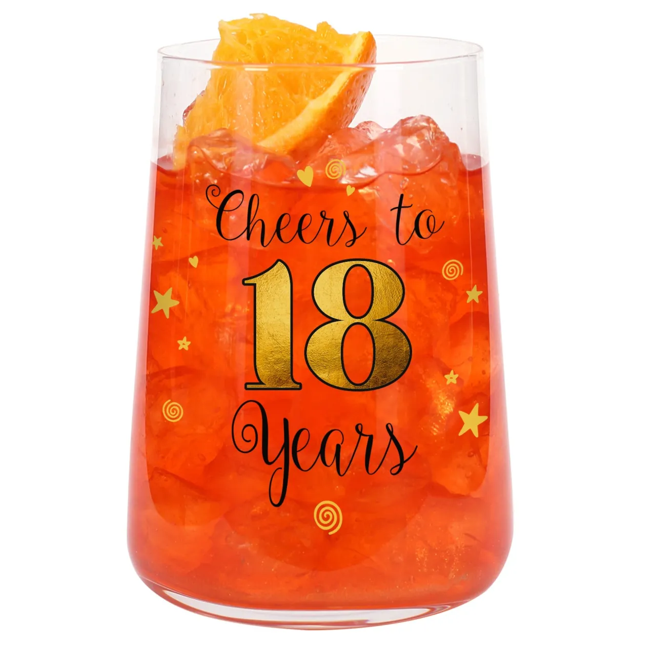 Trinkglas mit Aufdruck 'Cheers' zum 18. Geburtstag | 430 ml Glas als Geburtstagsgeschenk