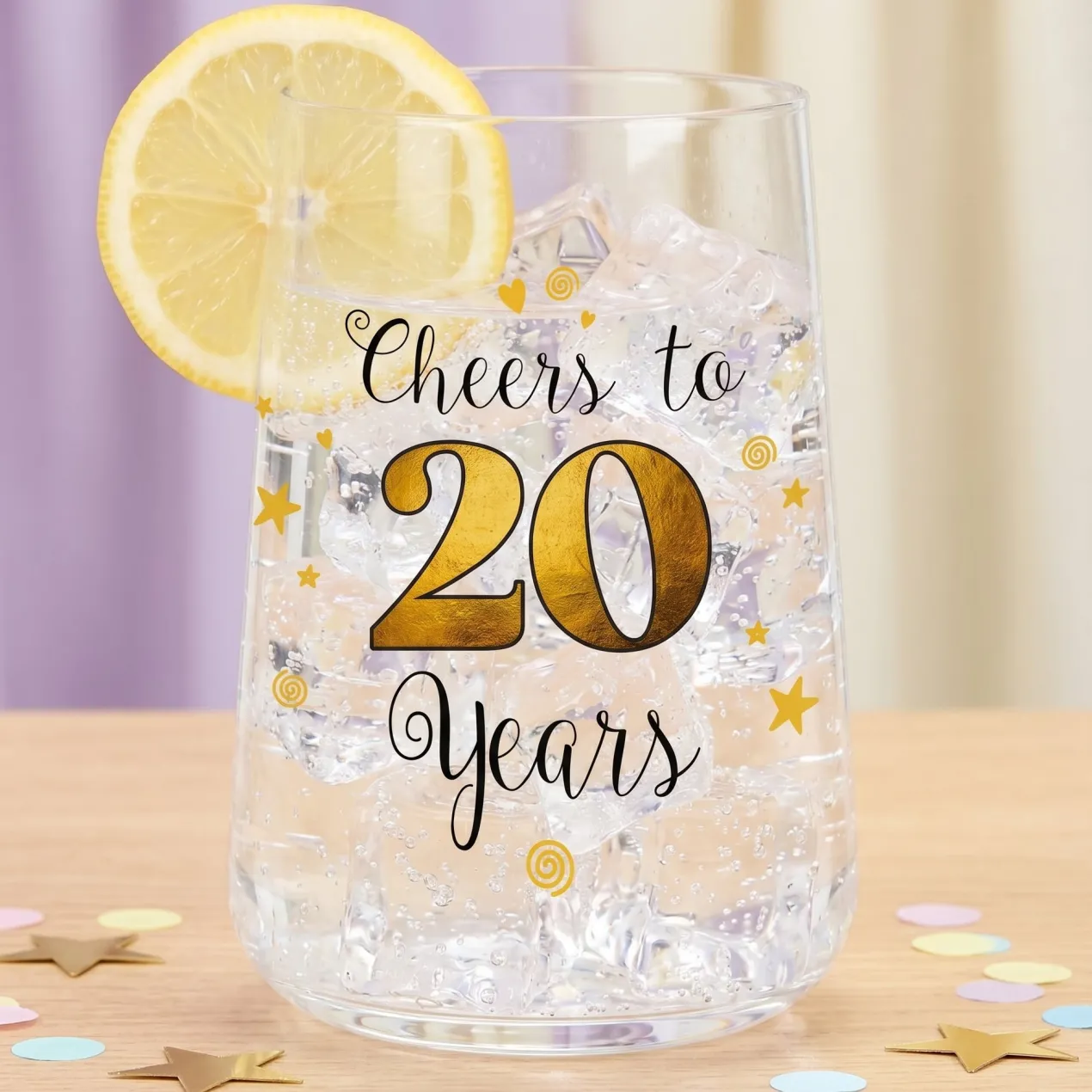 Trinkglas mit Aufdruck 'Cheers' zum 20. Geburtstag | 430 ml Glas als Geburtstagsgeschenk