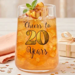 Trinkglas mit Aufdruck 'Cheers' zum 20. Geburtstag | 430 ml Glas als Geburtstagsgeschenk