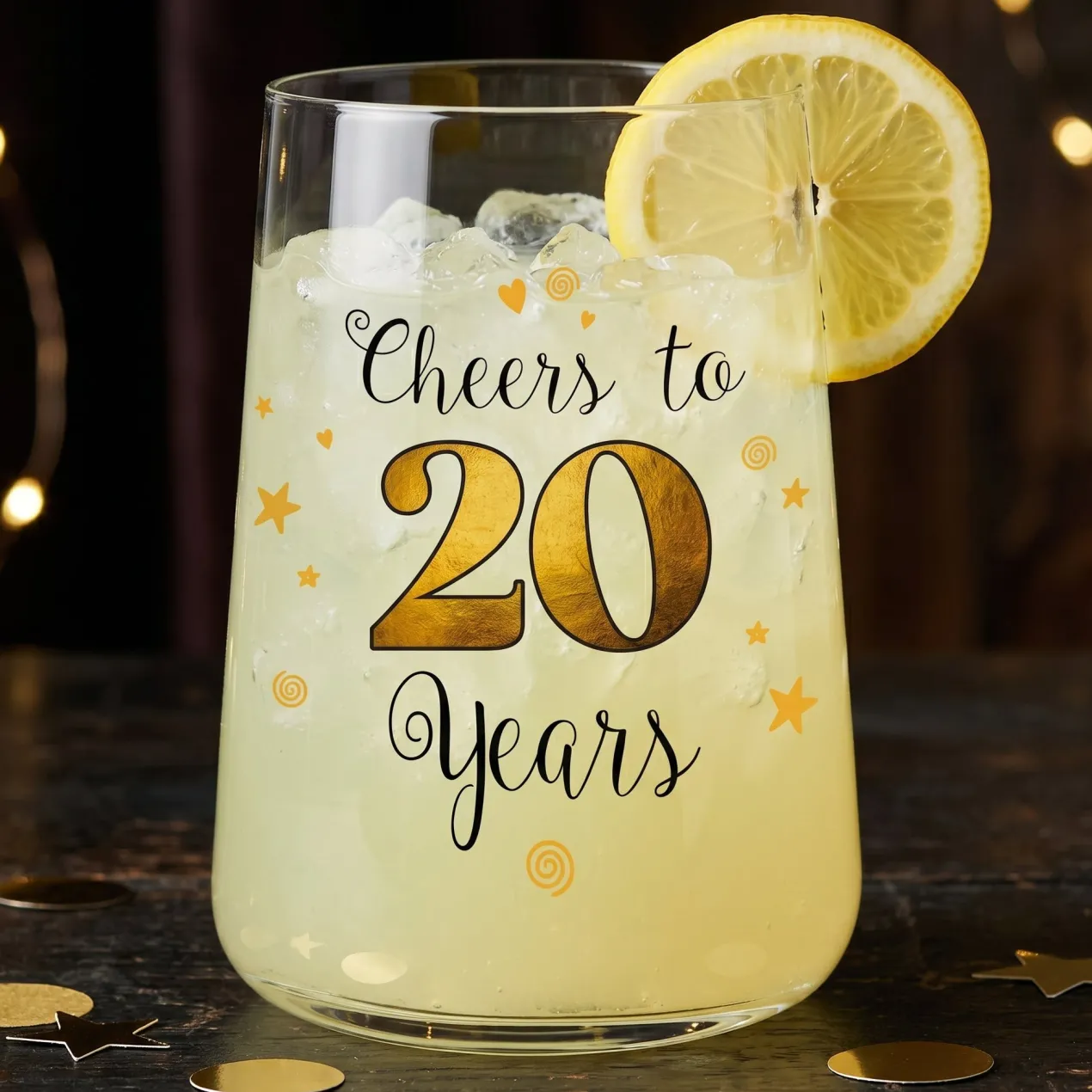 Trinkglas mit Aufdruck 'Cheers' zum 20. Geburtstag | 430 ml Glas als Geburtstagsgeschenk