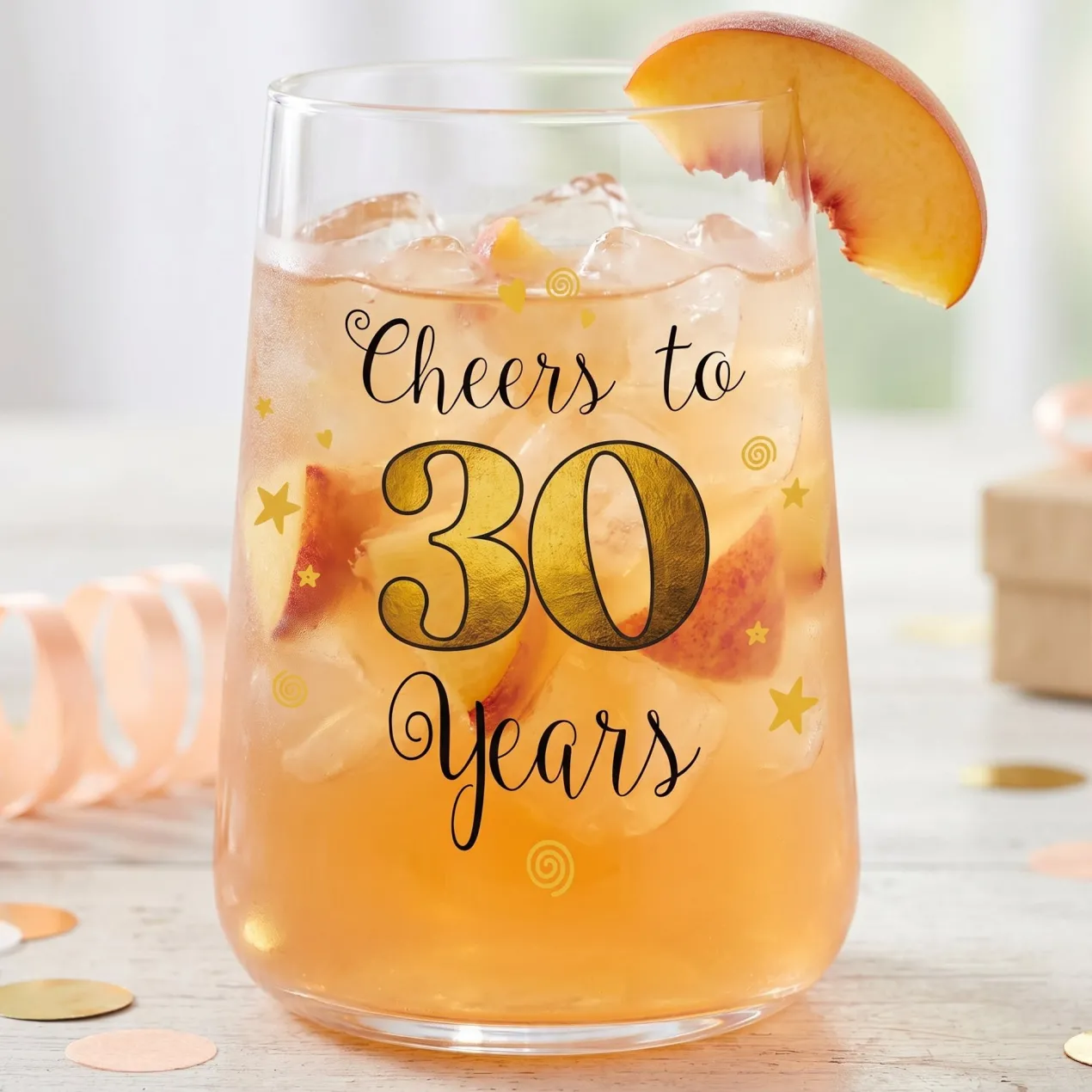 Trinkglas mit Aufdruck 'Cheers' zum 30. Geburtstag | 430 ml Glas als Geburtstagsgeschenk