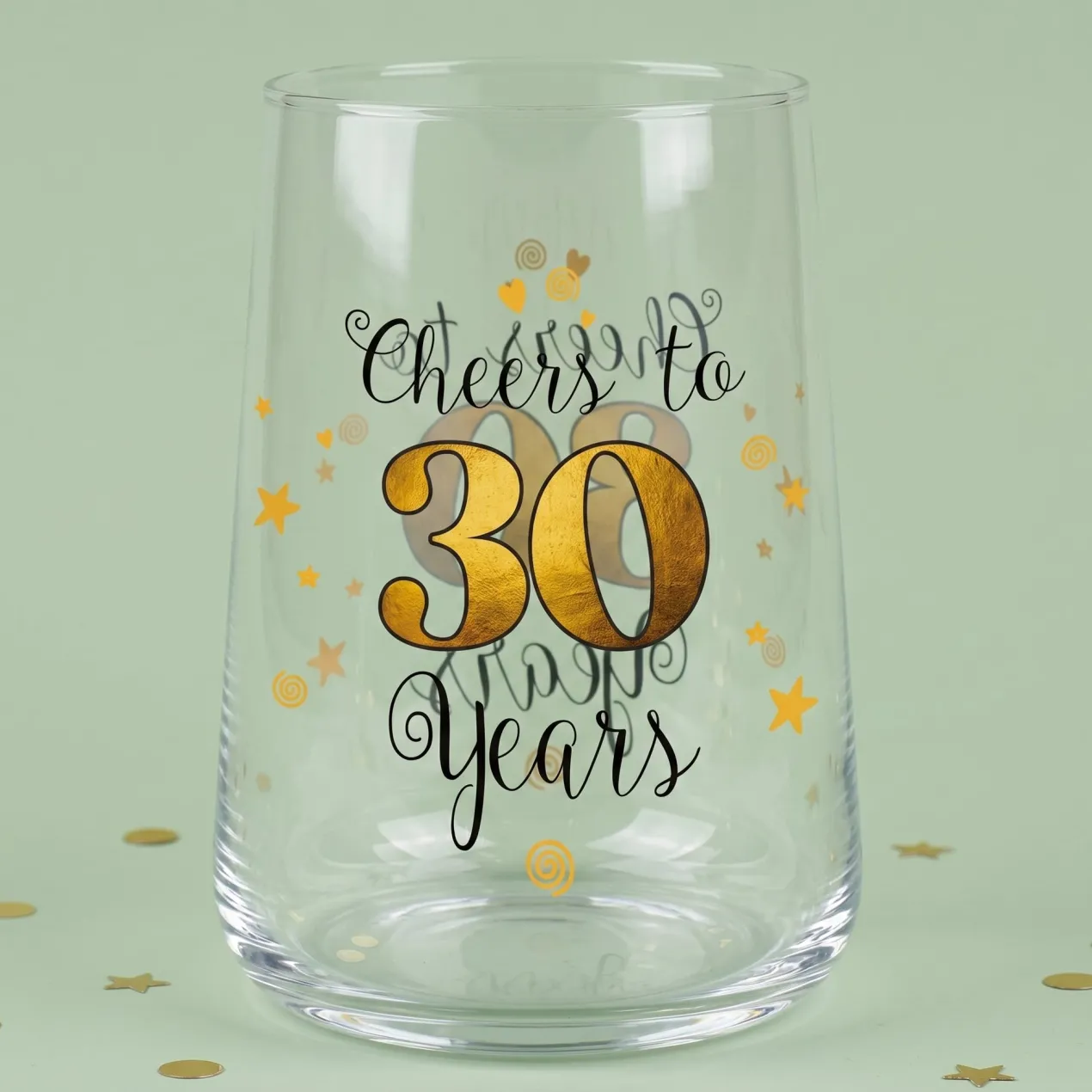 Trinkglas mit Aufdruck 'Cheers' zum 30. Geburtstag | 430 ml Glas als Geburtstagsgeschenk