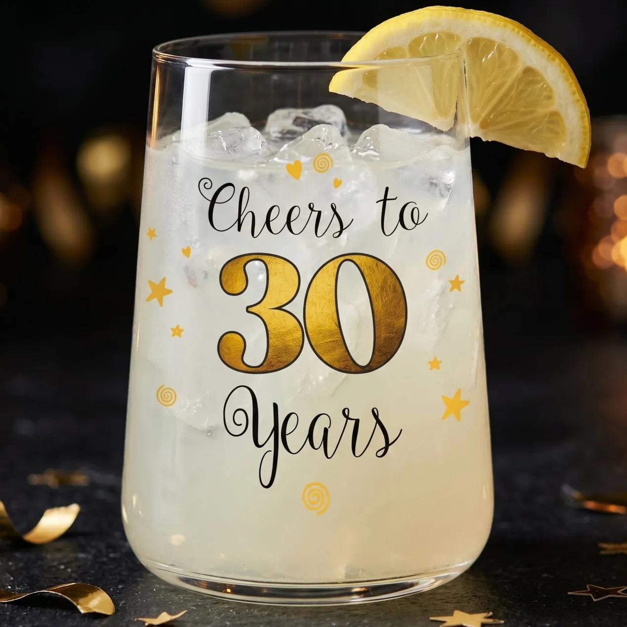 Trinkglas mit Aufdruck 'Cheers' zum 30. Geburtstag | 430 ml Glas als Geburtstagsgeschenk