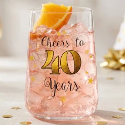 Trinkglas mit Aufdruck 'Cheers' zum 40. Geburtstag | 430 ml Glas als Geburtstagsgeschenk