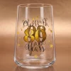 Trinkglas mit Aufdruck 'Cheers' zum 80. Geburtstag | 430 ml Glas als Geburtstagsgeschenk