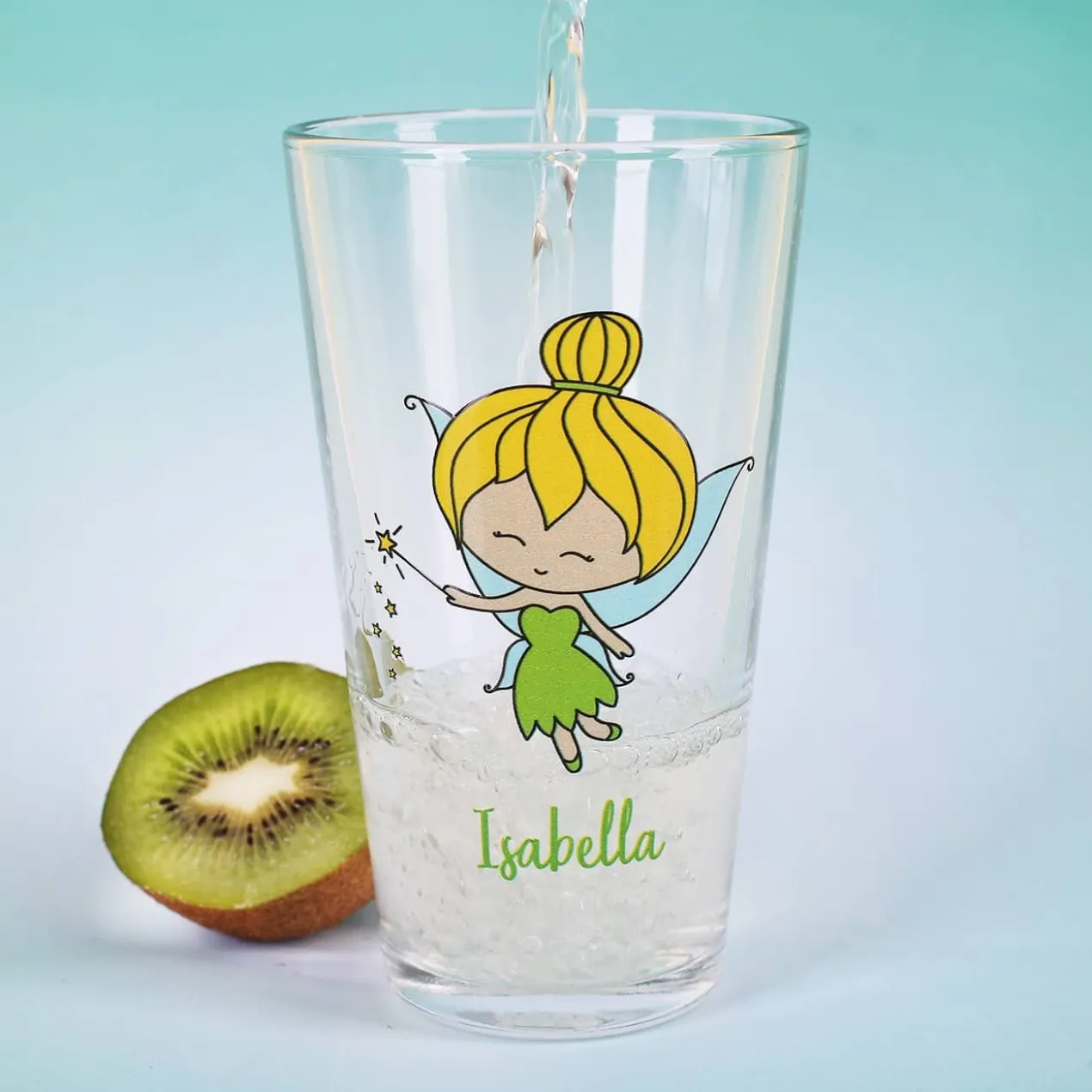 Trinkglas mit kleiner Fee und Wunschname