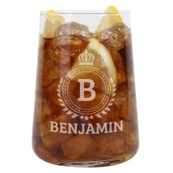Trinkglas mit Name und Initial zum Geburtstag oder Vatertag