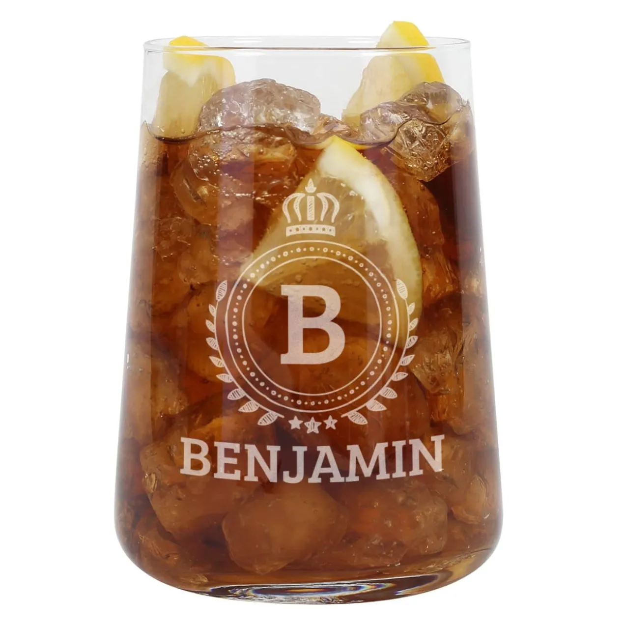 Trinkglas mit Name und Initial zum Geburtstag oder Vatertag