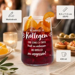 Trinkglas mit Spruch für Kollegen | Abschiedsgeschenk für Arbeitskollegen & Kolleginnen aus Glas 430 ml
