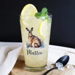 Trinkglas mit Wintertieren und Name, 4 Motive zur Auswahl