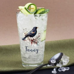 Trinkglas mit Wintertieren und Name, 4 Motive zur Auswahl