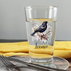 Trinkglas mit Wintertieren und Name, 4 Motive zur Auswahl
