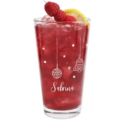 Trinkglas personalisiert mit Name und Weihnachts-Motiven | Geschenk zu Weihnachten | 300 ml