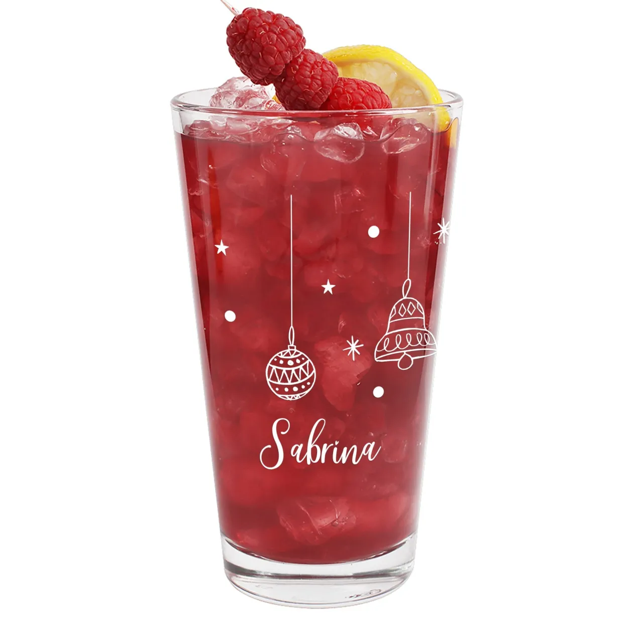 Trinkglas personalisiert mit Name und Weihnachts-Motiven | Geschenk zu Weihnachten | 300 ml