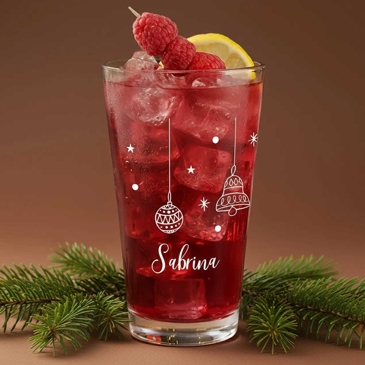 Trinkglas personalisiert mit Name und Weihnachts-Motiven | Geschenk zu Weihnachten | 300 ml