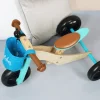 Türkises Laufrad-Trike aus Holz 2-in-1 mit Namensaufdruck