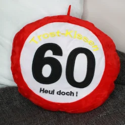 Trostkissen zum 60. Geburtstag - Heul doch! Lustiges Geschenk im Verkehrsschild Design