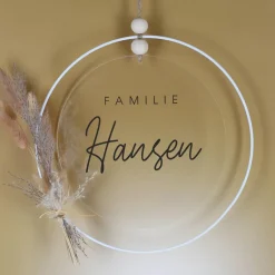 Türschild aus Arcyl - Familie - mit weißem Metallring als DIY Set
