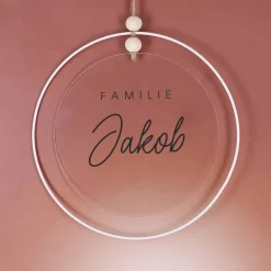 Türschild aus Arcyl - Familie - mit weißem Metallring als DIY Set
