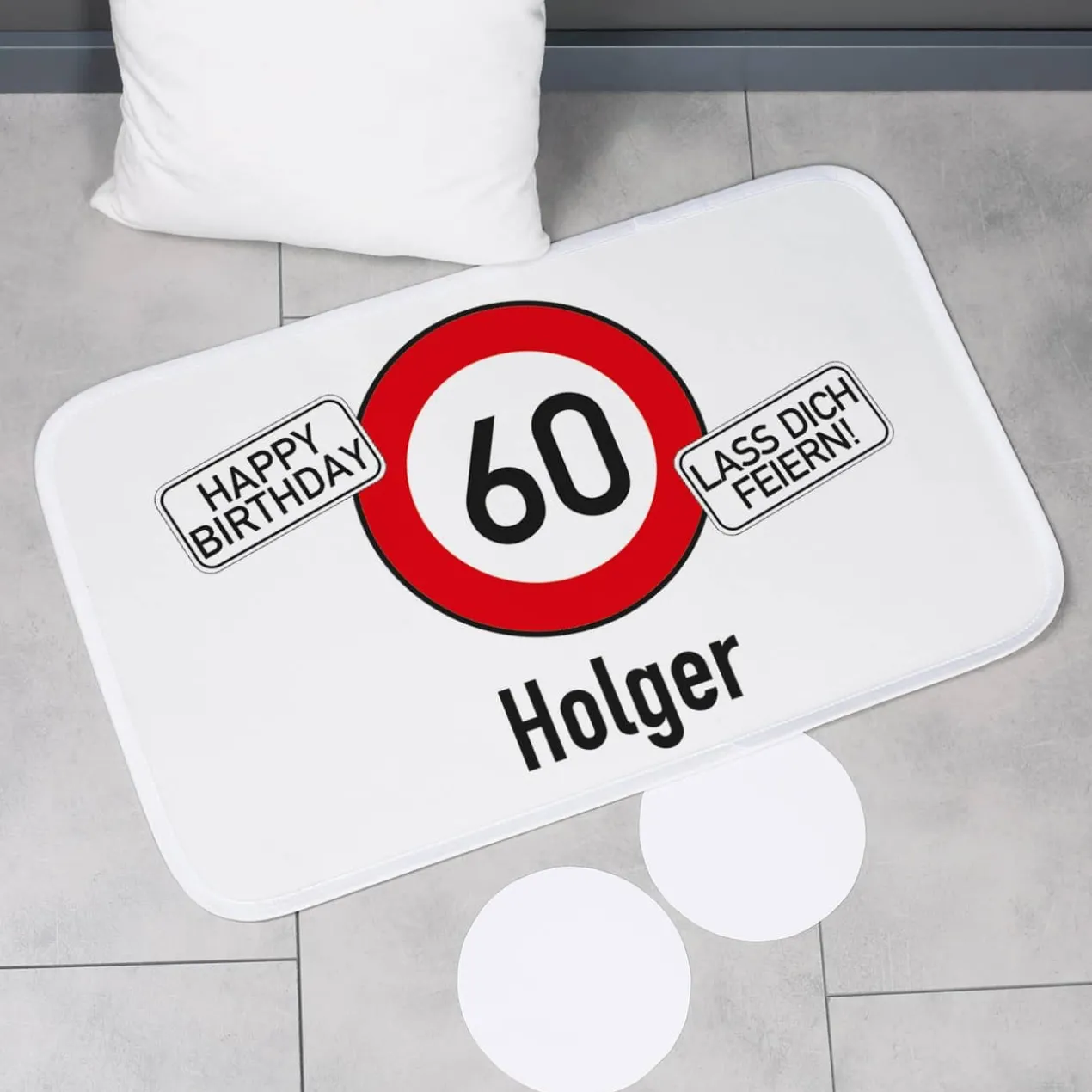 Türvorleger / Badematte zum Geburtstag mit Verkehrszeichen