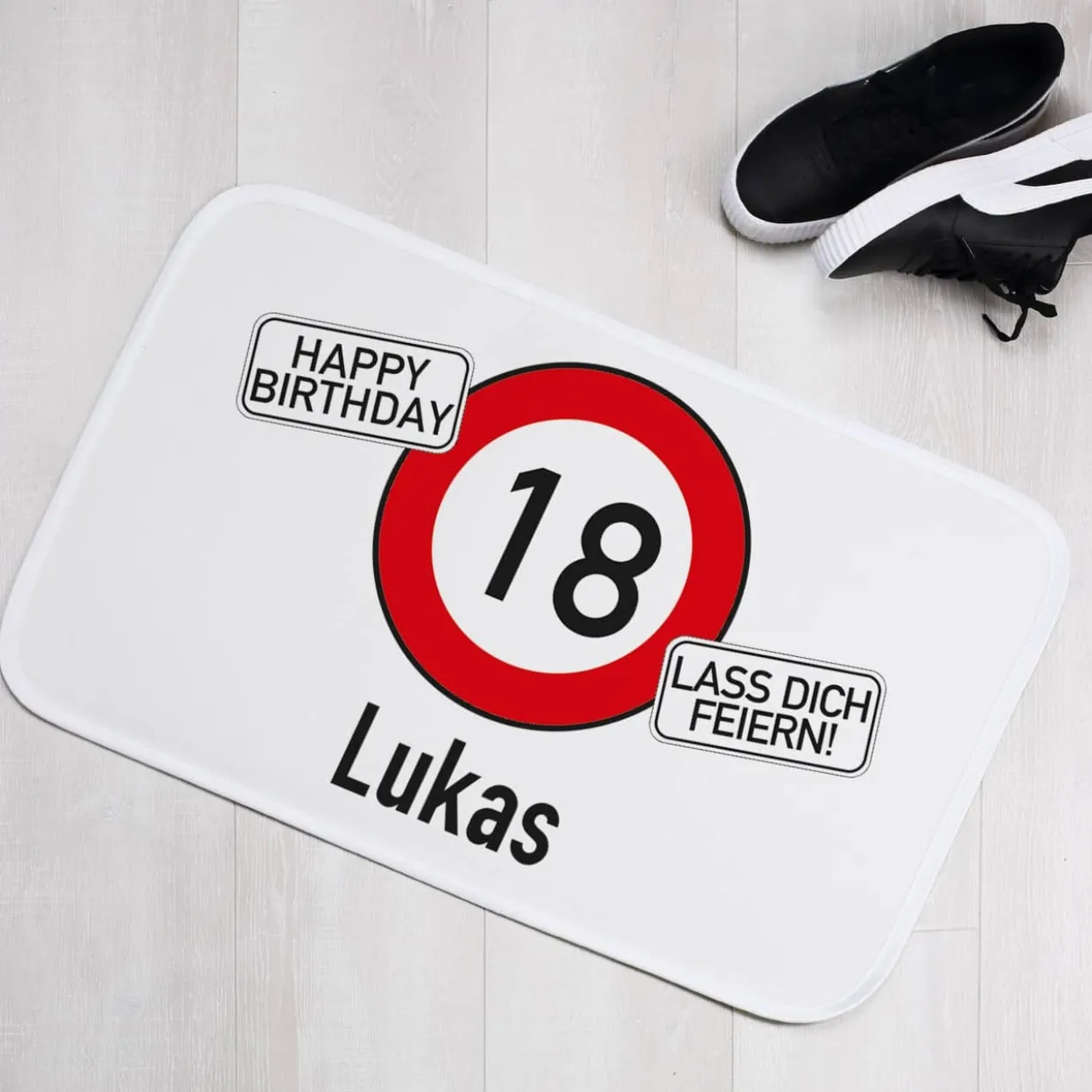 Türvorleger / Badematte zum Geburtstag mit Verkehrszeichen
