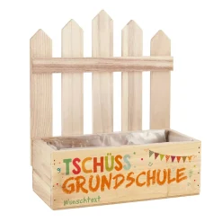 Tschüss Grundschule - Präsentkorb Pflanzkiste als Abschiedsgeschenk für Lehrer