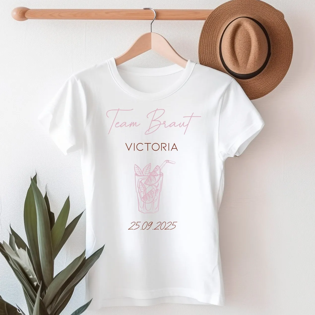 T-Shirt für den JGA | Personalisiert für Braut & Team Braut | Weiß