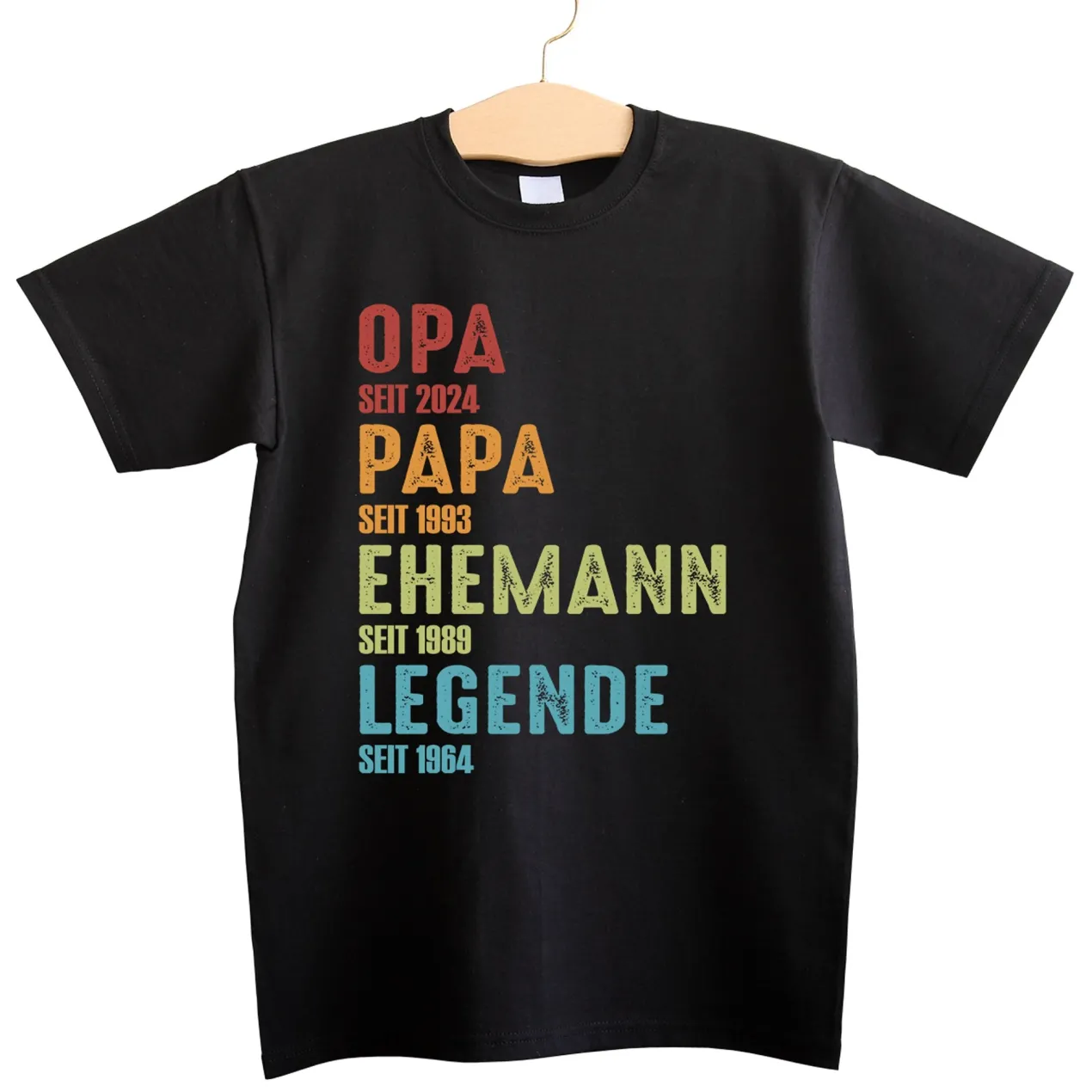 T-Shirt für Männer personalisierbar mit Jahreszahlen | Opa, Papa, Ehemann, Legende
