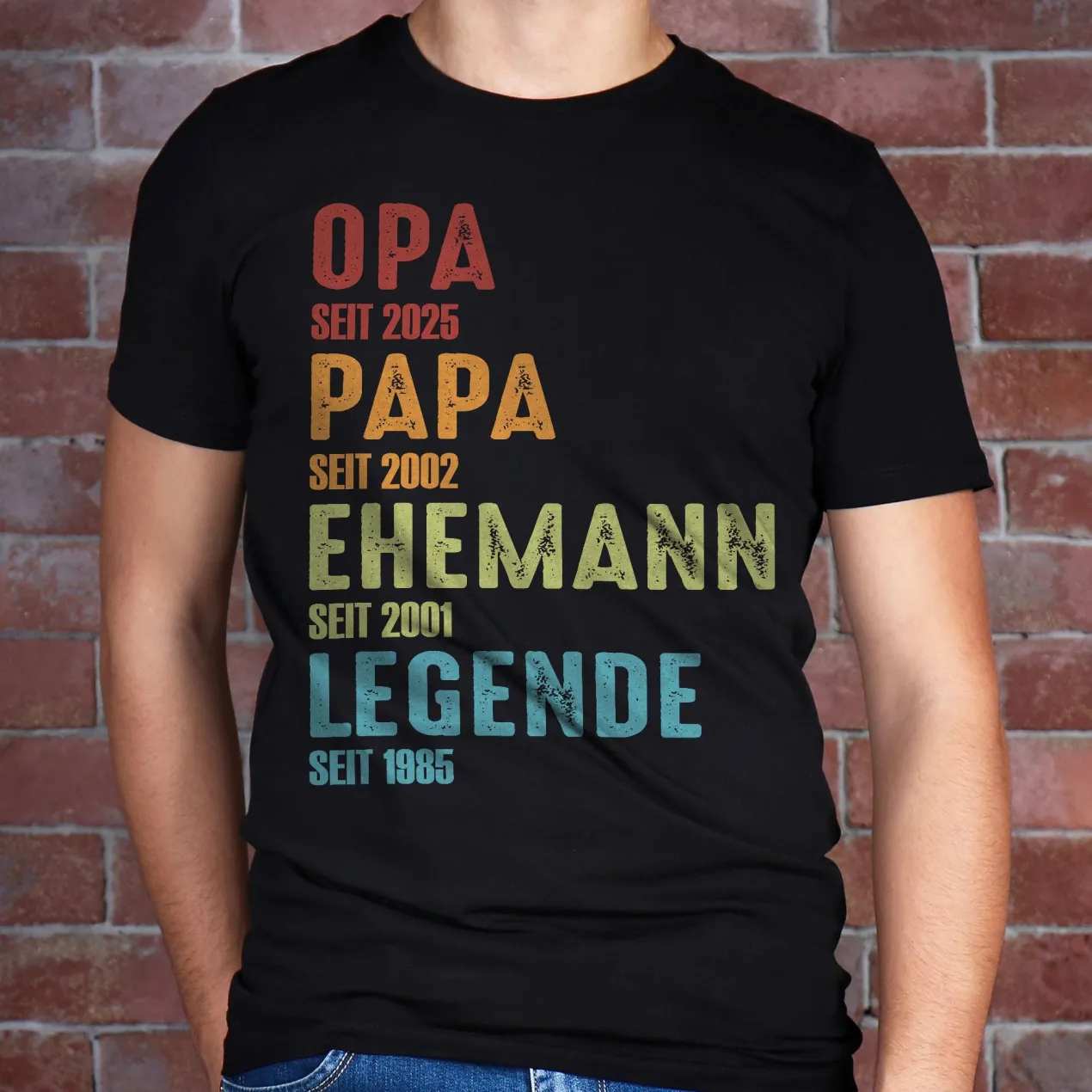 T-Shirt für Männer personalisierbar mit Jahreszahlen | Opa, Papa, Ehemann, Legende