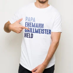 T-Shirt für Männer zum Vatertag, Geburtstag & Co. | personalisiert mit Wunschtext | Weiß