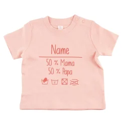 T-Shirt mit Baby-Waschanweisung und Namensaufdruck