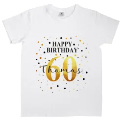 T-Shirt mit Geburtstags-Motiv personalisiert mit Alter & Name | Happy Birthday
