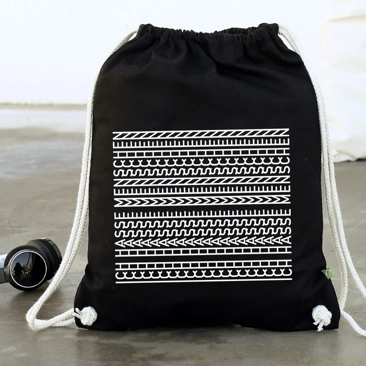 Turnbeutel 'Ich hasse Menschen' als lustiges Geschenk | BIO Rucksack mit versteckter Botschaft Schwarz