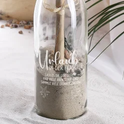 Urlaub in der Flasche - gefüllte Flaschenpost mit Wunschtext personalisiert
