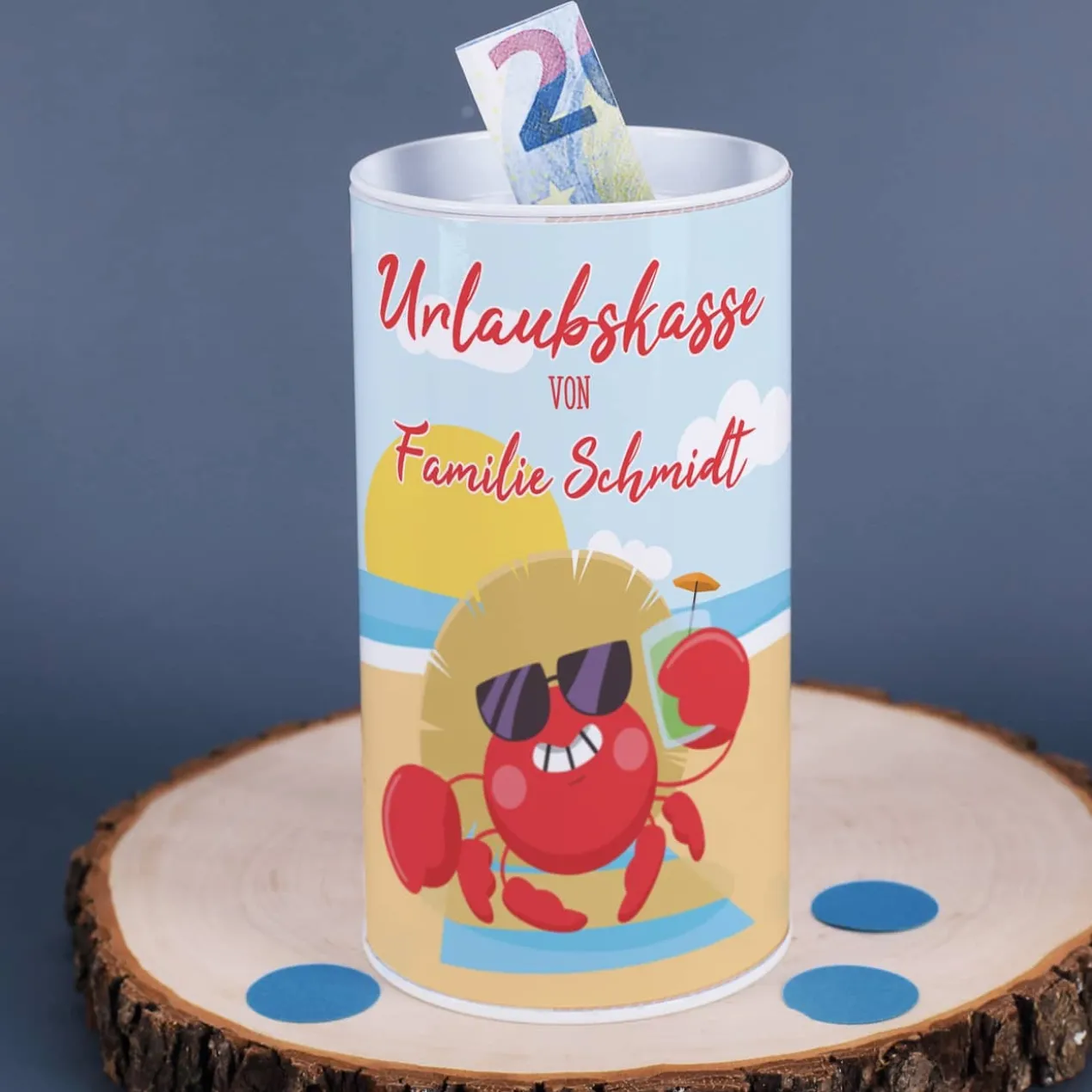 Urlaubskasse - Spardose mit Ihrem Wunschnamen