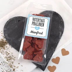 Vatertagssnack Mini Salamiherzen oder Lollies mit Name auf dem Etikett