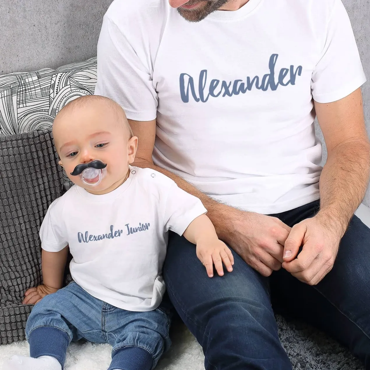Vater und Sohn T-Shirts mit Ihrem Wunschtext bedruckt