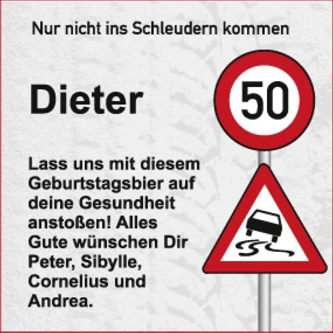 Verkehrszeichen Bieraufkleber zum Geburtstag mit Wunschname, Alter und Text