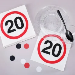Verkehrszeichen-Servietten zum 20. Geburtstag