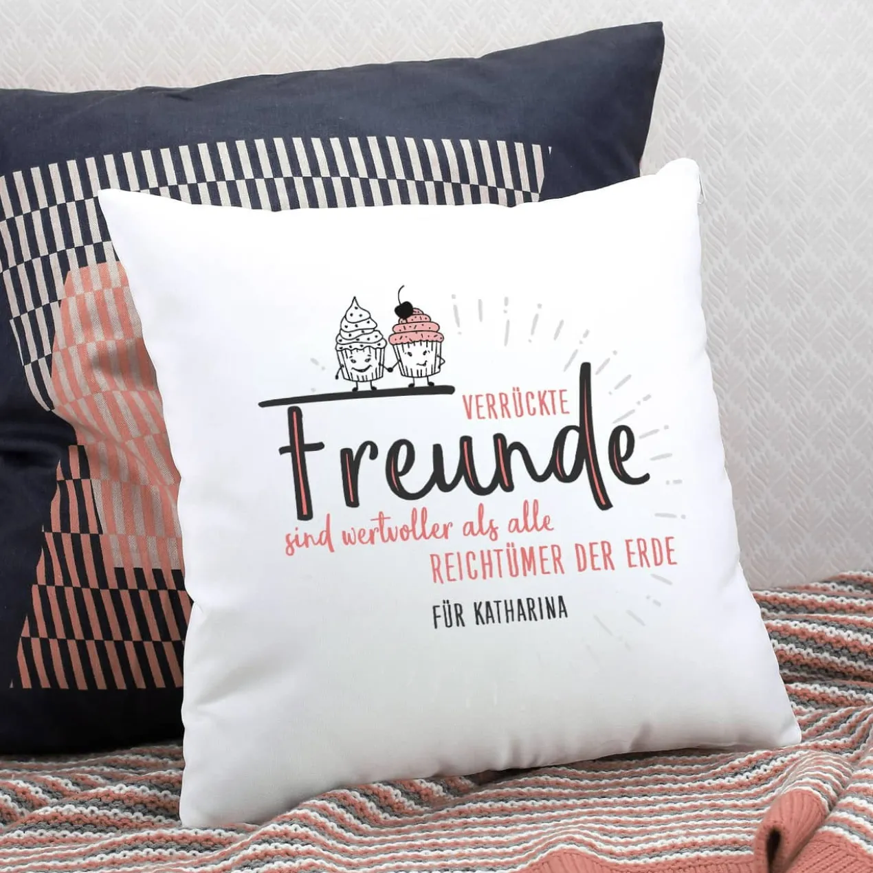 Verrückte Freunde - Kissen mit Wunschtext