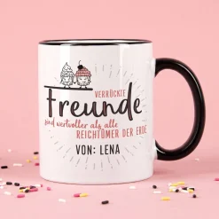 Verrückte Freunde - Tasse mit Wunschtext für beste Freundinnen & Freunde