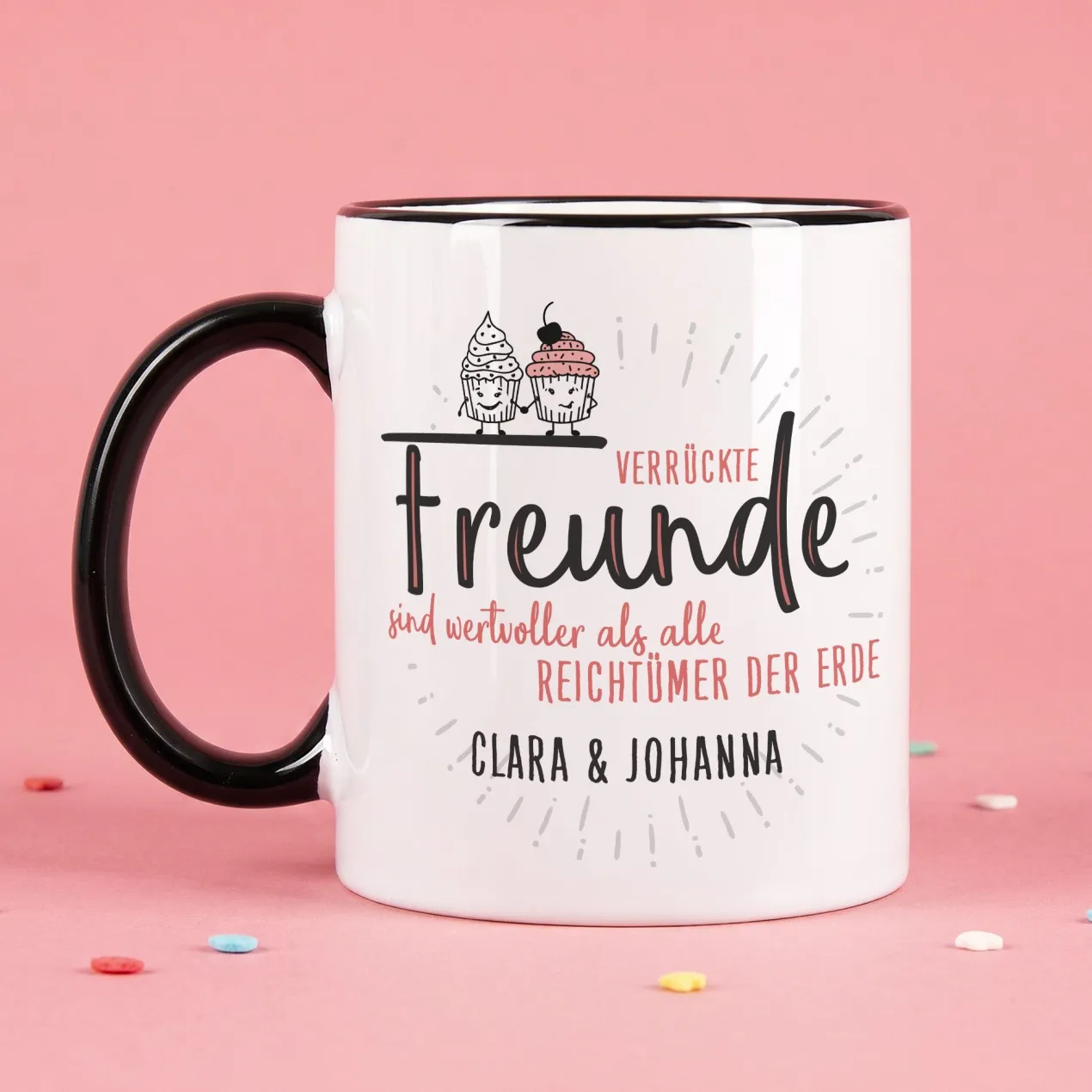 Verrückte Freunde - Tasse mit Wunschtext für beste Freundinnen & Freunde