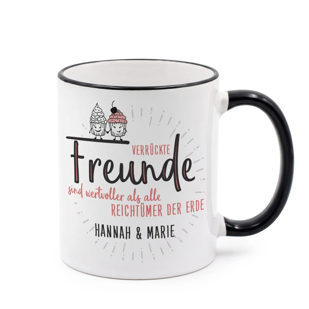 Verrückte Freunde - Tasse mit Wunschtext für beste Freundinnen & Freunde